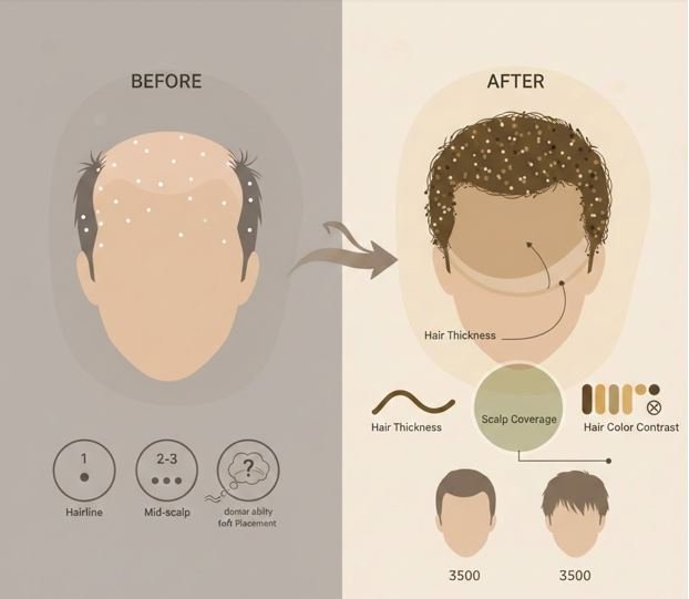 3500 Grafts Hair Transplant Before and After