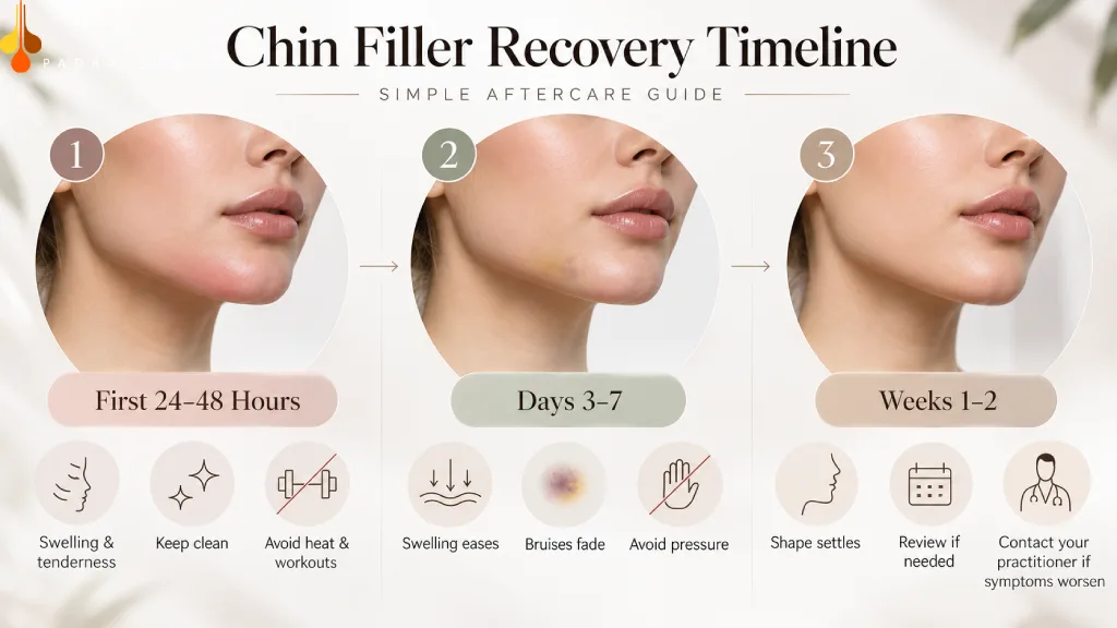 chin filler recovery aftercare day by day